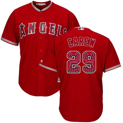 Angels of Anaheim #29 Rod Carew Red Team Logo Fashion Stitched MLB Jersey Angels of Anaheim #29 Rod Carew Red Team Logo Fashion Stitched MLB Jersey