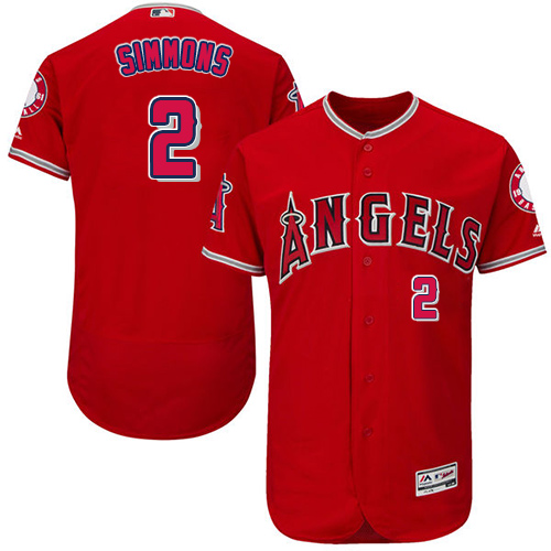 Angels of Anaheim #2 Andrelton Simmons Red Flexbase Authentic Collection Stitched MLB Jersey Angels of Anaheim #2 Andrelton Simmons Red Flexbase Authentic Collection Stitched MLB Jersey