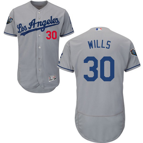 Dodgers #30 Maury Wills Grey Flexbase Authentic Collection 2018 World Series Stitched MLB Jersey Dodgers #30 Maury Wills Grey Flexbase Authentic Collection 2018 World Series Stitched MLB Jersey