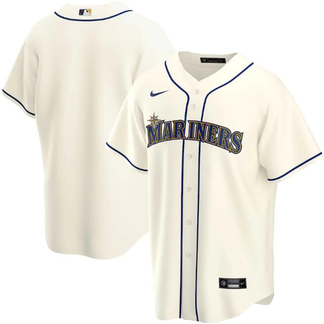 Men's Seattle Mariners Blank Cream MLB Cool Base Stitched jersey Men's Seattle Mariners Blank Cream MLB Cool Base Stitched jersey