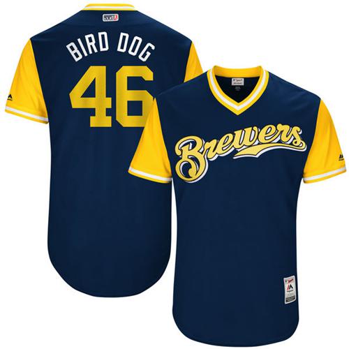 Brewers #46 Corey Knebel Navy "Bird Dog" Players Weekend Authentic Stitched MLB Jersey Brewers #46 Corey Knebel Navy "Bird Dog" Players Weekend Authentic Stitched MLB Jersey