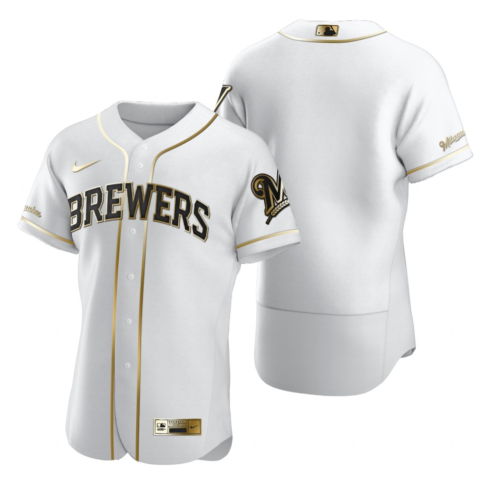 Milwaukee Brewers Blank White Nike Men's Authentic Golden Edition MLB Jersey Milwaukee Brewers Blank White Nike Men's Authentic Golden Edition MLB Jersey