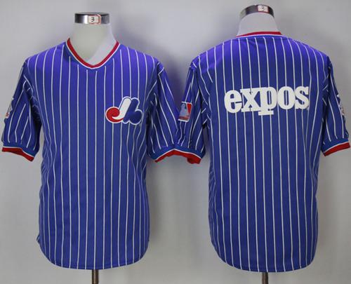 Mitchell And Ness Expos Blank Blue Strip Throwback Stitched MLB Jersey Mitchell And Ness Expos Blank Blue Strip Throwback Stitched MLB Jersey