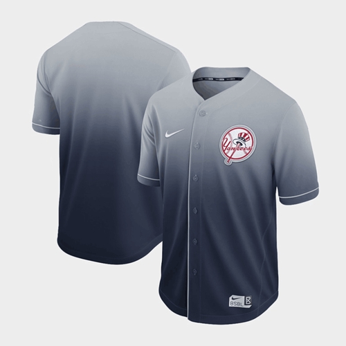Nike Yankees Blank Navy Fade Authentic Stitched MLB Jersey