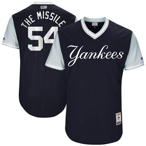 Yankees #54 Aroldis Chapman Navy "The Missile" Players Weekend Authentic Stitched MLB Jersey Yankees #54 Aroldis Chapman Navy "The Missile" Players Weekend Authentic Stitched MLB Jersey