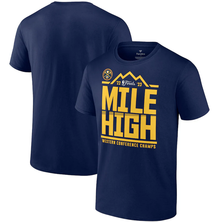 Men's Denver Nuggets 2023 Western Conference Champions Spin Hometown Mantra T-Shirt Men's Denver Nuggets 2023 Western Conference Champions Spin Hometown Mantra T-Shirt