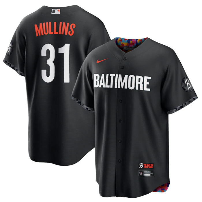 Men's Baltimore Orioles #31 Cedric Mullins Black 2023 City Connect Cool Base Stitched Baseball Jersey Men's Baltimore Orioles #31 Cedric Mullins Black 2023 City Connect Cool Base Stitched Baseball Jersey