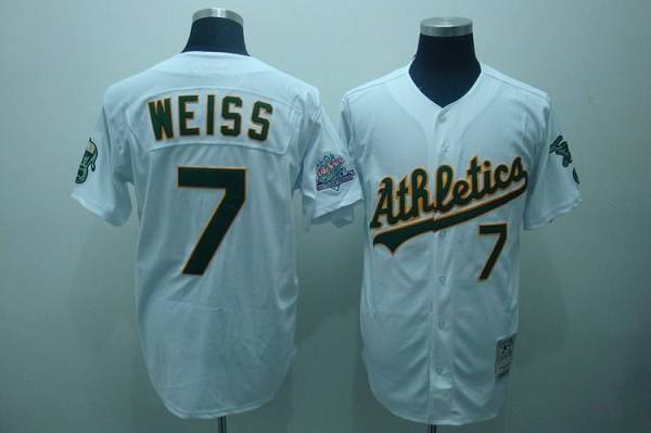 Mitchell and Ness Athletics #7 Walt Weiss Stitched White Throwback MLB Jersey Mitchell and Ness Athletics #7 Walt Weiss Stitched White Throwback MLB Jersey