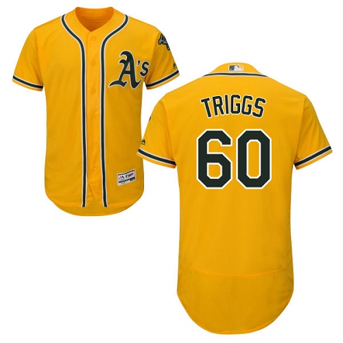 Athletics #60 Andrew Triggs Gold Flexbase Authentic Collection Stitched MLB Jersey Athletics #60 Andrew Triggs Gold Flexbase Authentic Collection Stitched MLB Jersey