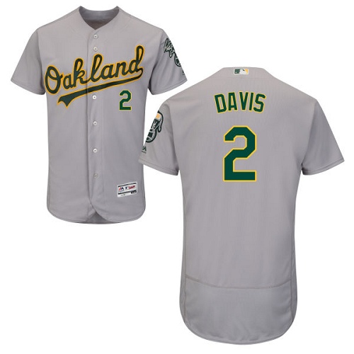 Athletics #2 Khris Davis Grey Flexbase Authentic Collection Stitched MLB Jersey Athletics #2 Khris Davis Grey Flexbase Authentic Collection Stitched MLB Jersey