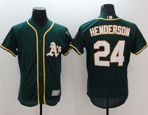 Athletics #24 Rickey Henderson Green Flexbase Authentic Collection Stitched MLB Jersey Athletics #24 Rickey Henderson Green Flexbase Authentic Collection Stitched MLB Jersey