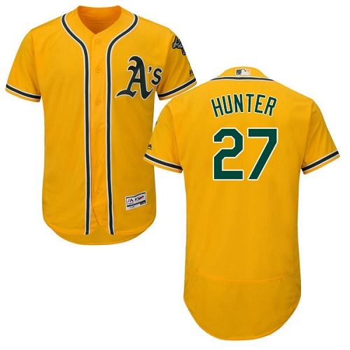 Athletics #27 Catfish Hunter Gold Flexbase Authentic Collection Stitched MLB Jersey Athletics #27 Catfish Hunter Gold Flexbase Authentic Collection Stitched MLB Jersey