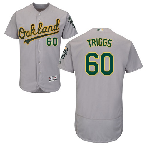 Athletics #60 Andrew Triggs Grey Flexbase Authentic Collection Stitched MLB Jersey Athletics #60 Andrew Triggs Grey Flexbase Authentic Collection Stitched MLB Jersey