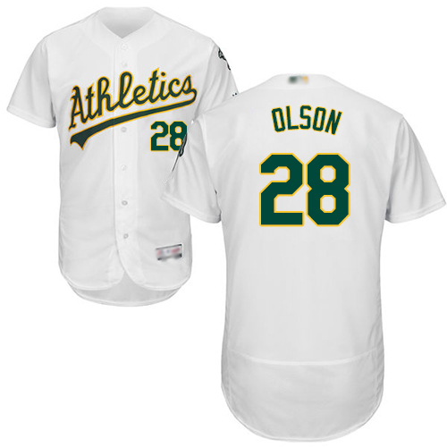 Athletics #28 Matt Olson White Flexbase Authentic Collection Stitched MLB Jersey Athletics #28 Matt Olson White Flexbase Authentic Collection Stitched MLB Jersey
