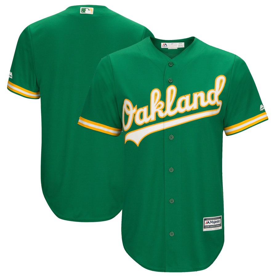 Men's Oakland Blank Athletics Majestic Kelly Green Cool Base Team Jersey Men's Oakland Blank Athletics Majestic Kelly Green Cool Base Team Jersey