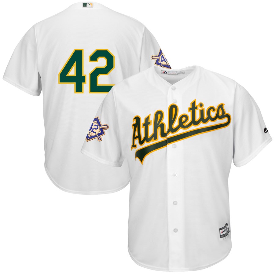 Oakland Athletics #42 Majestic 2019 Jackie Robinson Day Official Cool Base Jersey White Oakland Athletics #42 Majestic 2019 Jackie Robinson Day Official Cool Base Jersey White