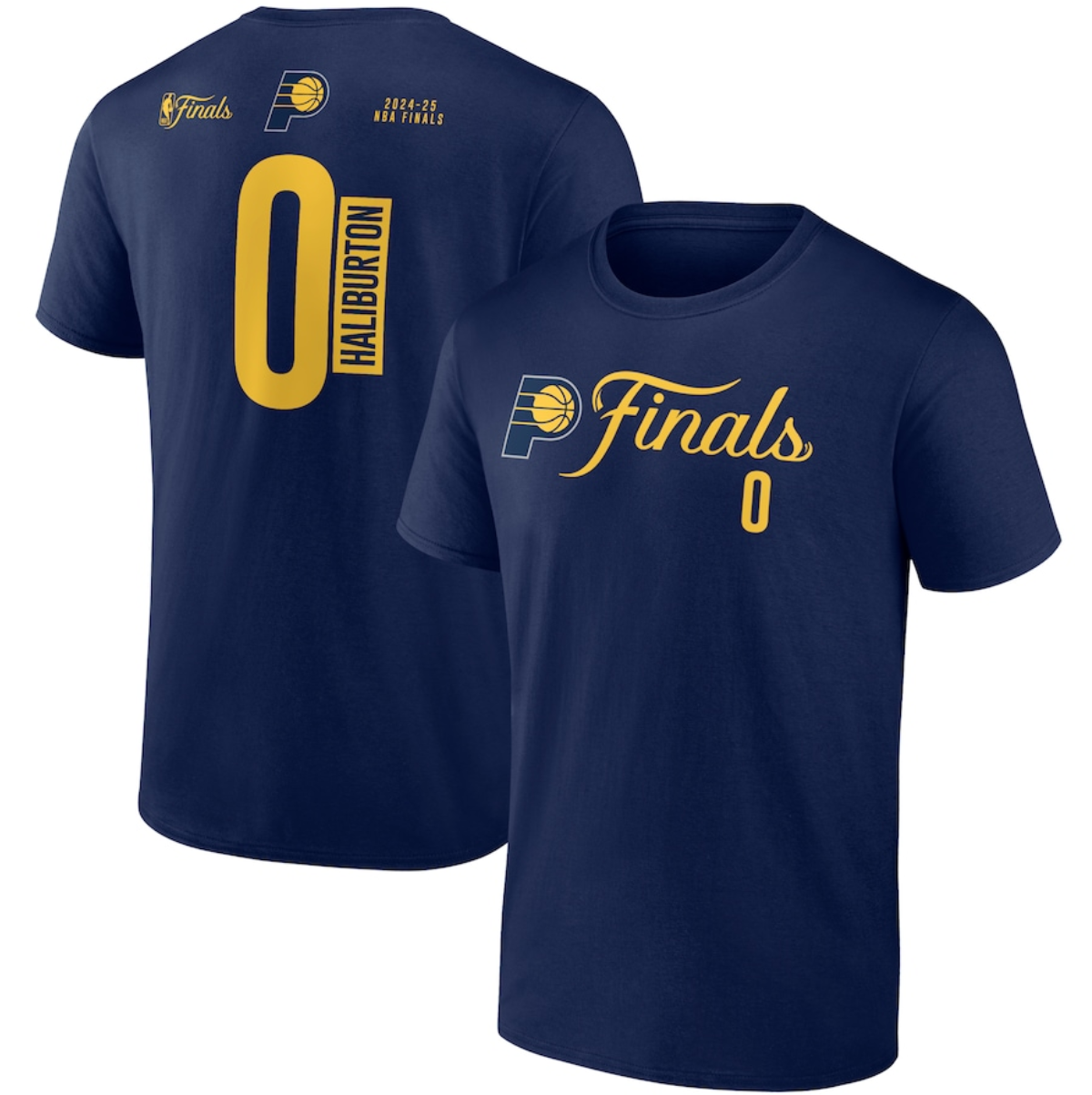 Men's Indiana Pacers #0 Tyrese Haliburton Navy 2025 Finals Court Vision Name & Number T-Shirt Men's Indiana Pacers #0 Tyrese Haliburton Navy 2025 Finals Court Vision Name & Number T-Shirt