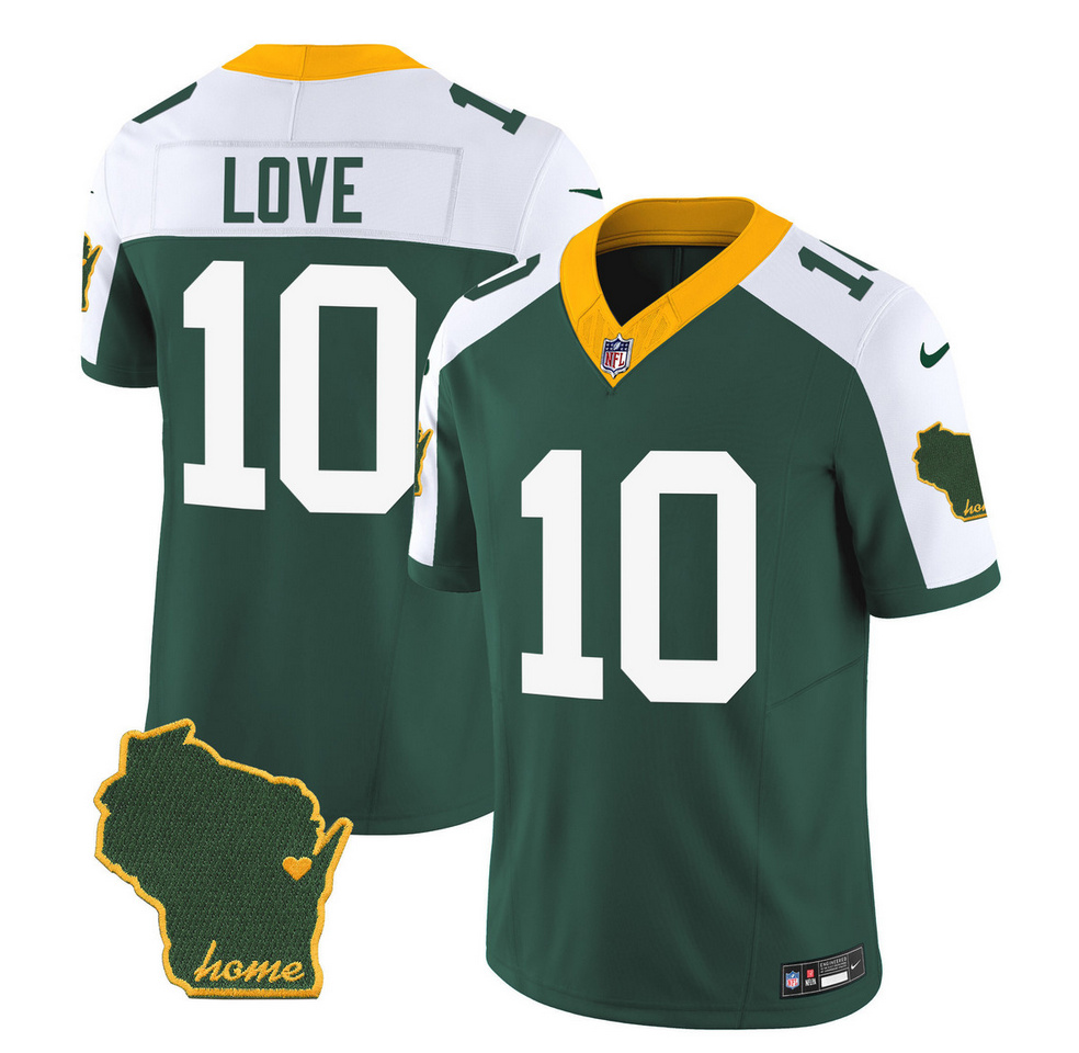 Men's Green Bay Packers #10 Jordan Love Green/White 2023 F.U.S.E. Home Patch Vapor Untouchable Limited Stitched Jersey Men's Green Bay Packers #10 Jordan Love Green/White 2023 F.U.S.E. Home Patch Vapor Untouchable Limited Stitched Jersey