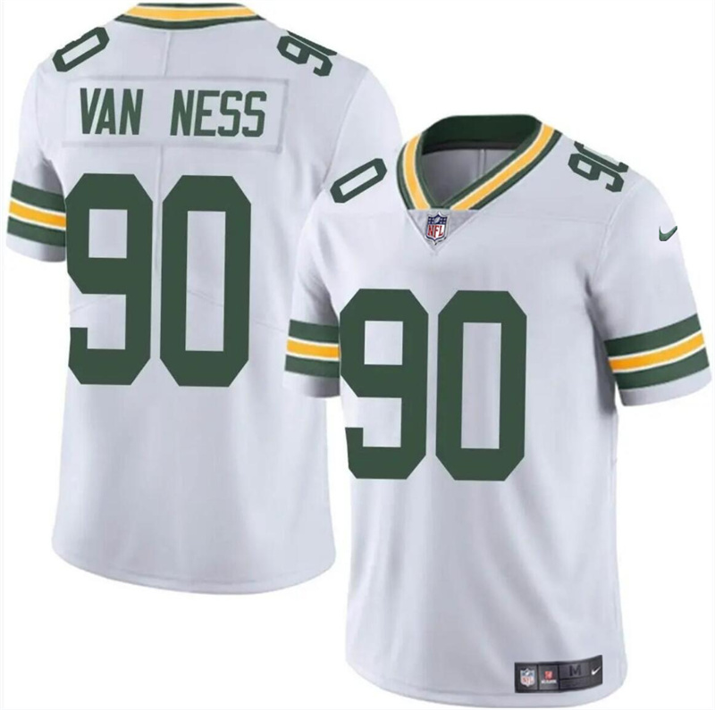 Men's Green Bay Packers #90 Lukas Van Ness White Vapor Untouchable Limited Stitched Jersey Men's Green Bay Packers #90 Lukas Van Ness White Vapor Untouchable Limited Stitched Jersey