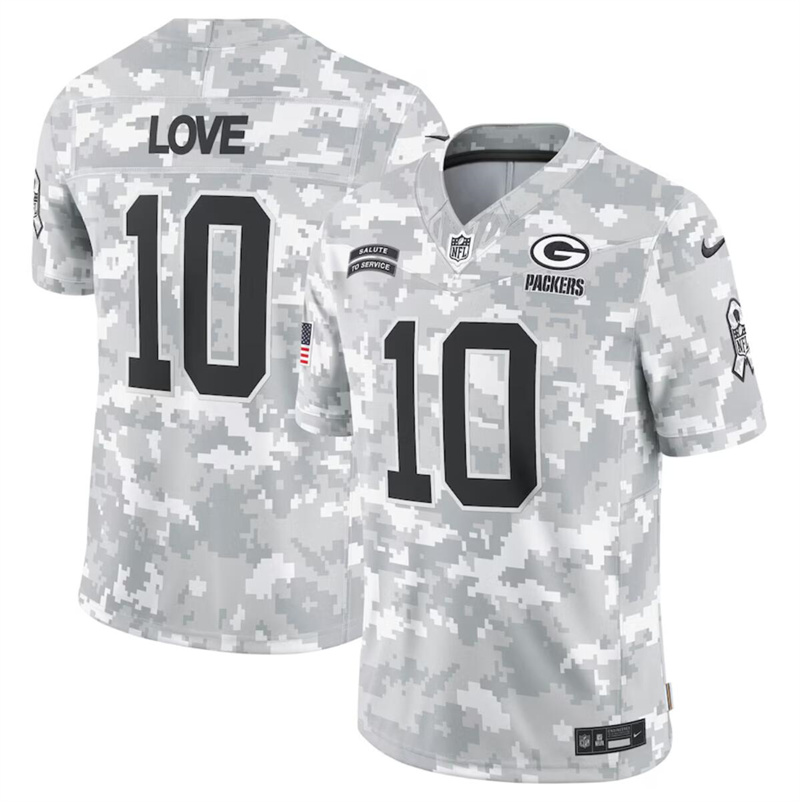 Men's Green Bay Packers #10 Jordan Love 2024 F.U.S.E Arctic Camo Salute to Service Limited Stitched Football Jersey Men's Green Bay Packers #10 Jordan Love 2024 F.U.S.E Arctic Camo Salute to Service Limited Stitched Football Jersey