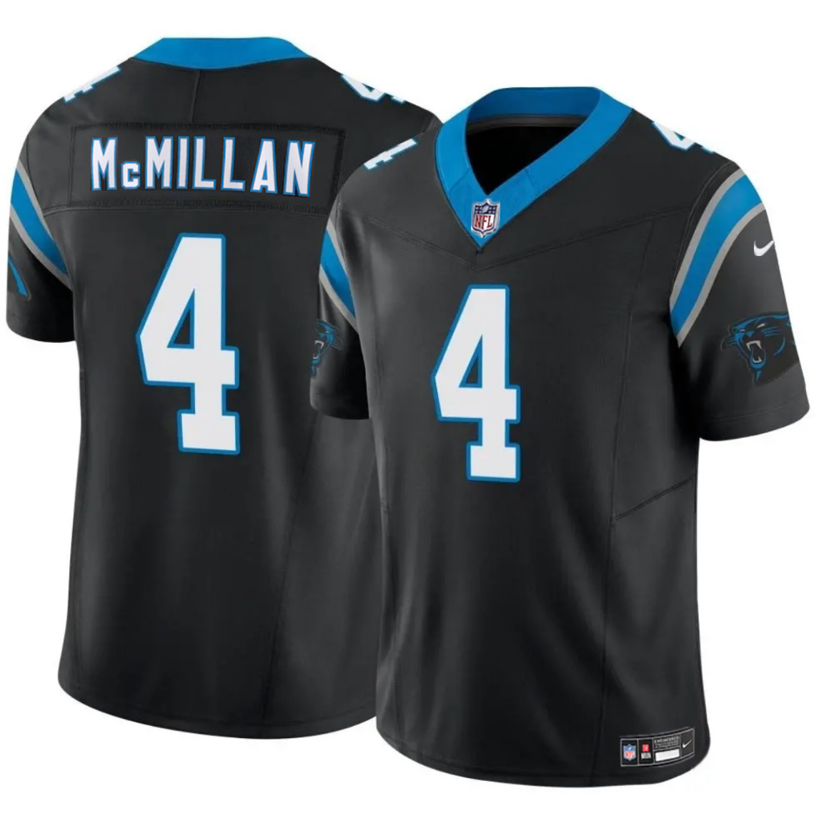 Men's Carolina Panthers #4 Tetairoa McMillan Black 2025 Draft F.U.S.E. Vapor Limited Stitched Football Jersey Men's Carolina Panthers #4 Tetairoa McMillan Black 2025 Draft F.U.S.E. Vapor Limited Stitched Football Jersey