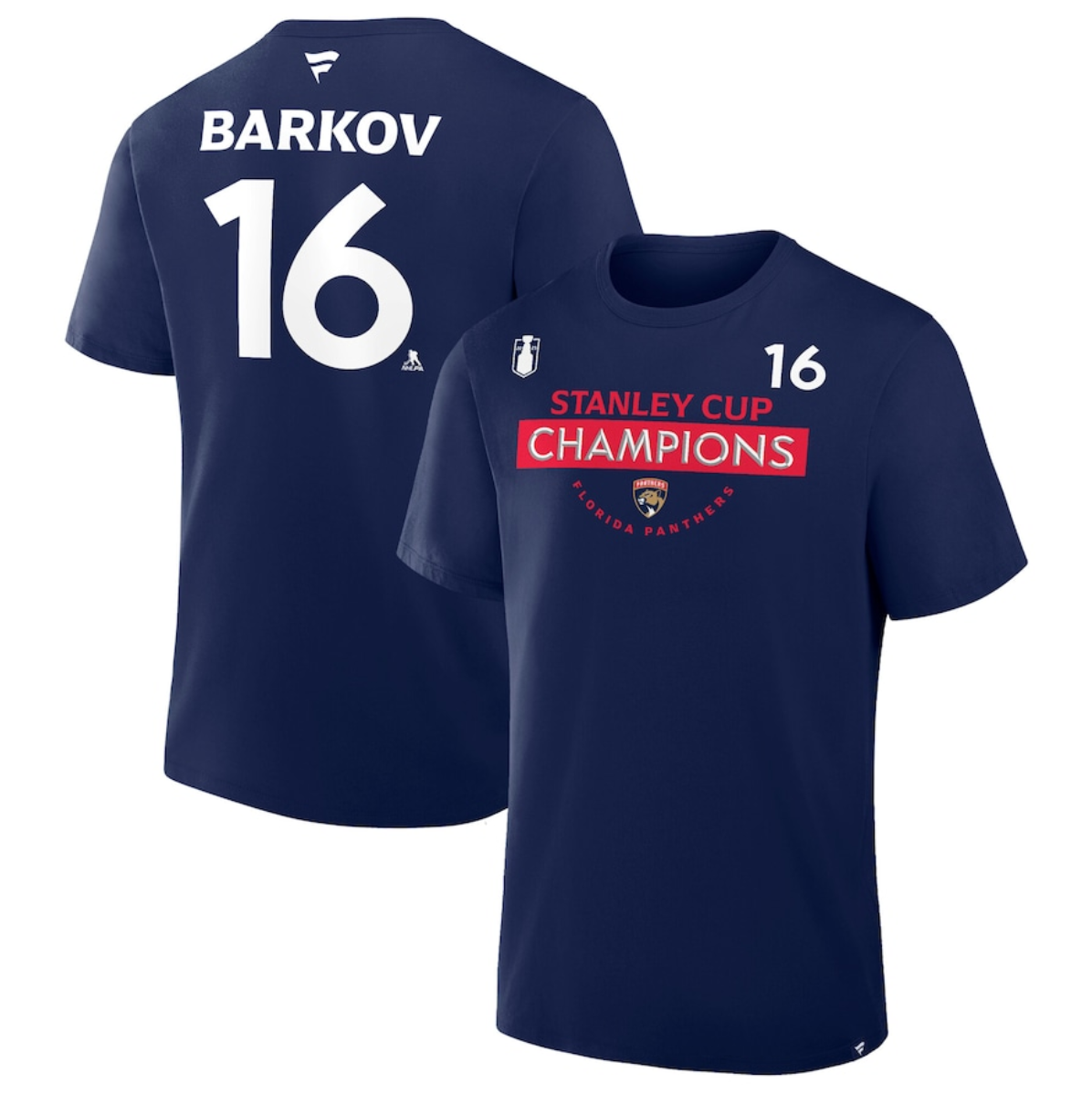 Men's Florida Panthers #16 Aleksander Barkov Navy 2025 Stanley Cup Champions Pro Name & Number T-Shirt Men's Florida Panthers #16 Aleksander Barkov Navy 2025 Stanley Cup Champions Pro Name & Number T-Shirt