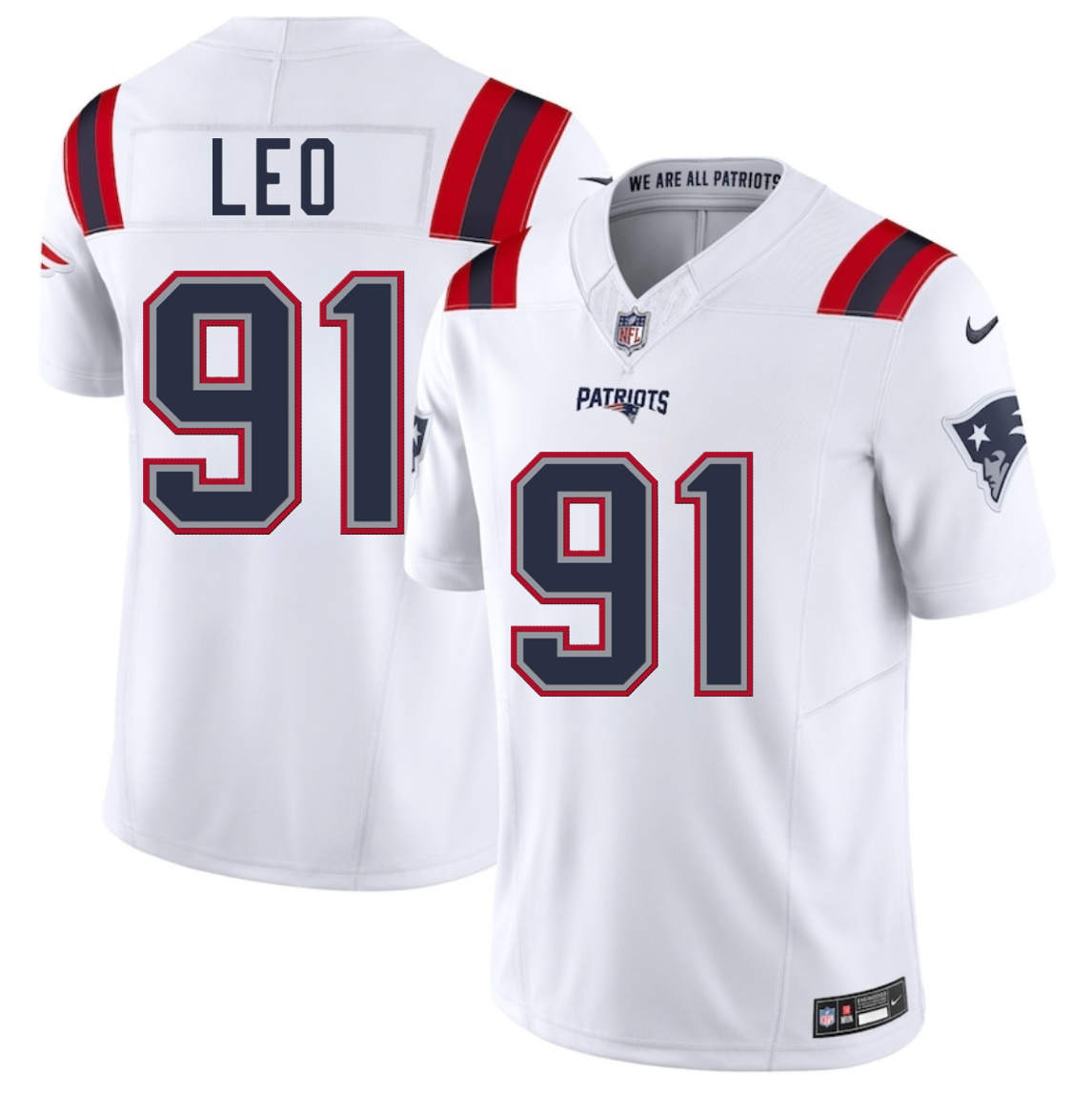 Men's New England Patriots #91 Titus Leo White 2025 F.U.S.E. Vapor Limited Stitched Football Jersey Men's New England Patriots #91 Titus Leo White 2025 F.U.S.E. Vapor Limited Stitched Football Jersey