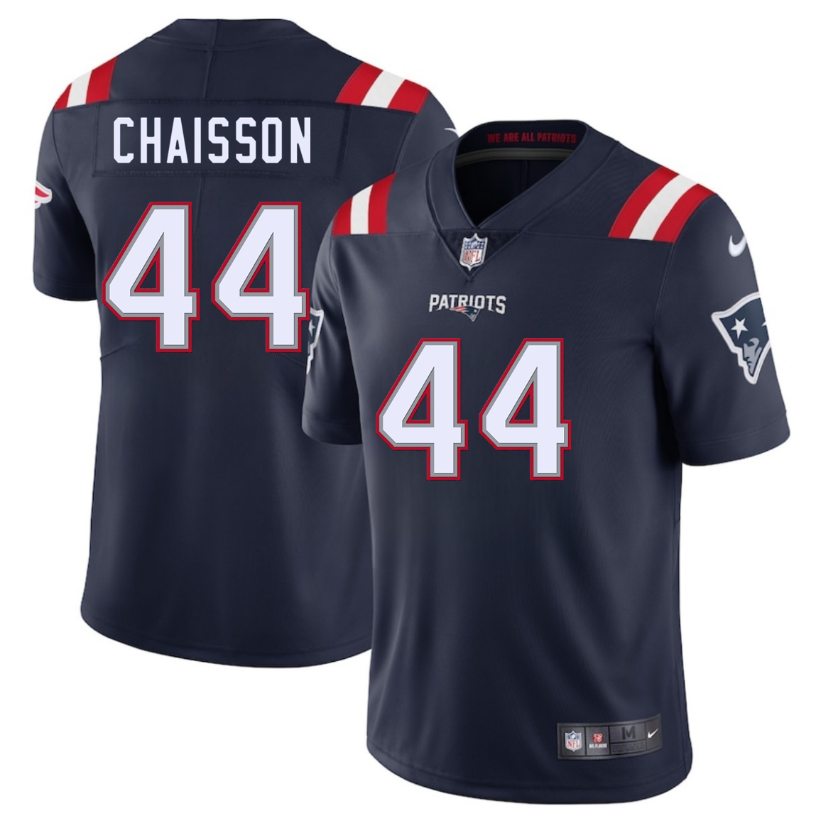 Men's New England Patriots #44 K'Lavon Chaisson Navy 2025 Vapor Limited Stitched Football Jersey Men's New England Patriots #44 K'Lavon Chaisson Navy 2025 Vapor Limited Stitched Football Jersey