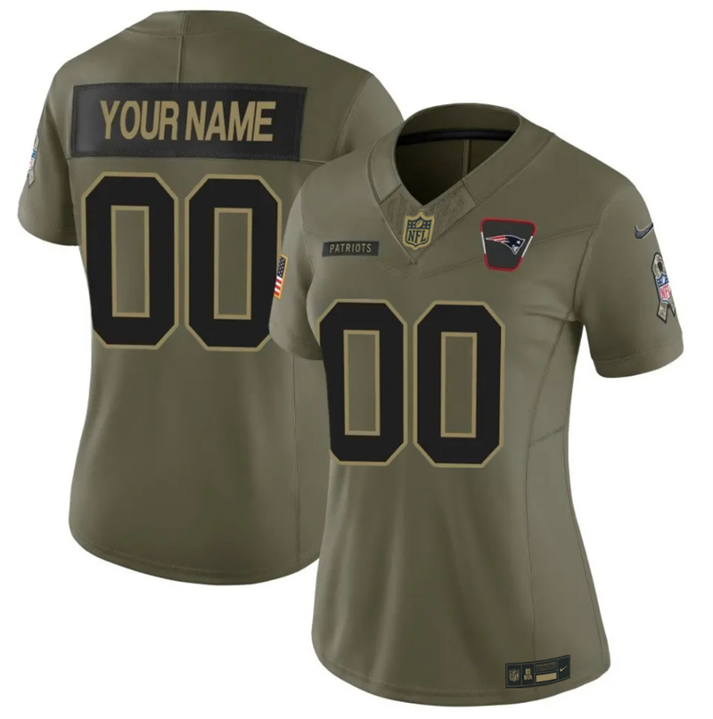 Women's New England Patriots Active Player Custom Olive 2025 F.U.S.E. Salute to Service Limited Stitched Football Jersey(Run Small) Women's New England Patriots Active Player Custom Olive 2025 F.U.S.E. Salute to Service Limited Stitched Football Jersey(Run Small)