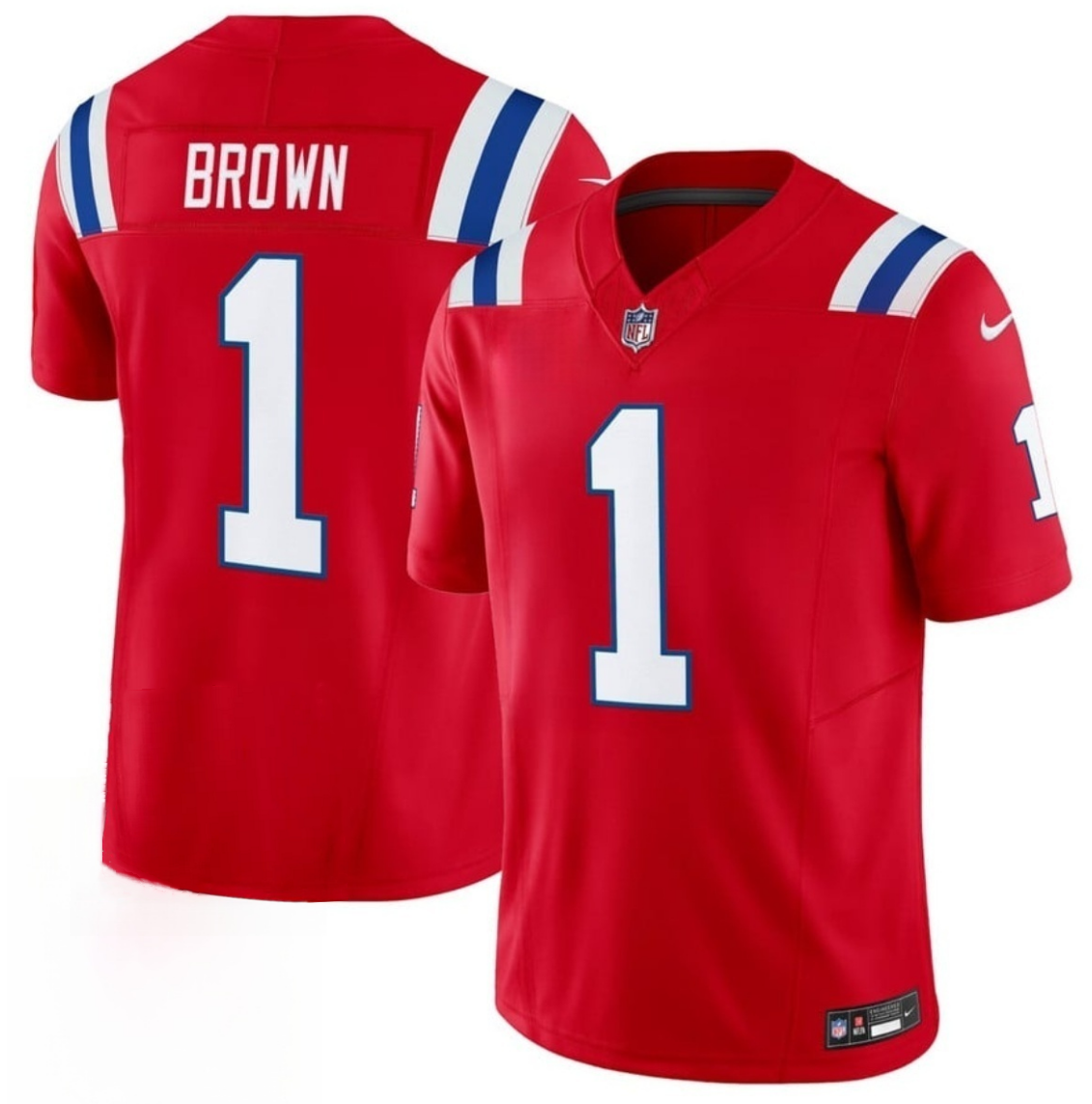 Men's New England Patriots #1 A.J. Brown Red 2026 F.U.S.E. Vapor Limited Stitched Football Jersey