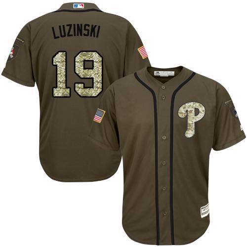 Phillies #19 Greg Luzinski Green Salute to Service Stitched MLB Jersey Phillies #19 Greg Luzinski Green Salute to Service Stitched MLB Jersey