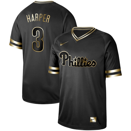 Nike Phillies #3 Bryce Harper Black Gold Authentic Stitched MLB Jersey Nike Phillies #3 Bryce Harper Black Gold Authentic Stitched MLB Jersey