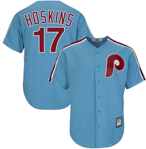 Phillies #17 Rhys Hoskins Light Blue New Cool Base Cooperstown Stitched MLB Jersey Phillies #17 Rhys Hoskins Light Blue New Cool Base Cooperstown Stitched MLB Jersey