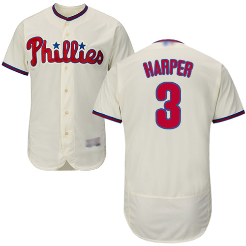 Phillies #3 Bryce Harper Cream Flexbase Authentic Collection Stitched MLB Jersey Phillies #3 Bryce Harper Cream Flexbase Authentic Collection Stitched MLB Jersey