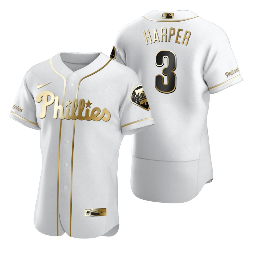 Philadelphia Phillies #3 Bryce Harper White Nike Men's Authentic Golden Edition MLB Jersey Philadelphia Phillies #3 Bryce Harper White Nike Men's Authentic Golden Edition MLB Jersey
