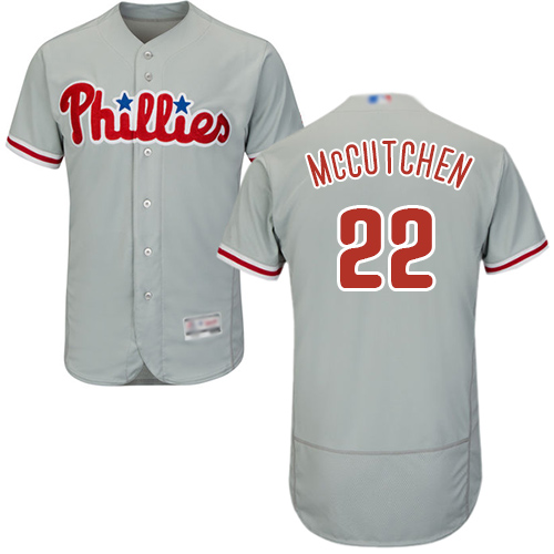 Phillies #22 Andrew McCutchen Grey Flexbase Authentic Collection Stitched MLB Jersey Phillies #22 Andrew McCutchen Grey Flexbase Authentic Collection Stitched MLB Jersey