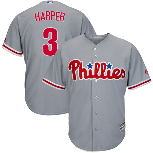 Phillies #3 Bryce Harper Grey New Cool Base Stitched MLB Jersey Phillies #3 Bryce Harper Grey New Cool Base Stitched MLB Jersey