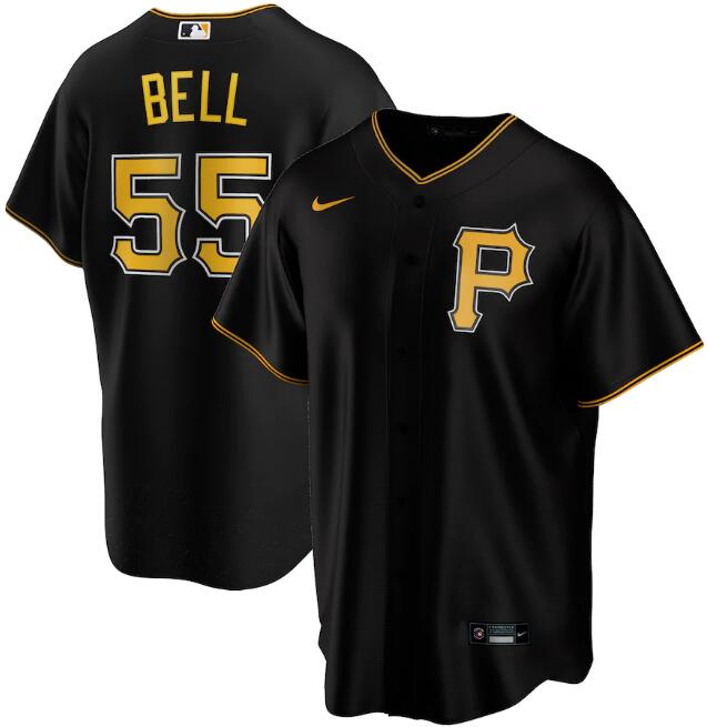 Men's Pittsburgh Pirates #55 Josh Bell Black MLB Cool Base Stitched Jersey Men's Pittsburgh Pirates #55 Josh Bell Black MLB Cool Base Stitched Jersey