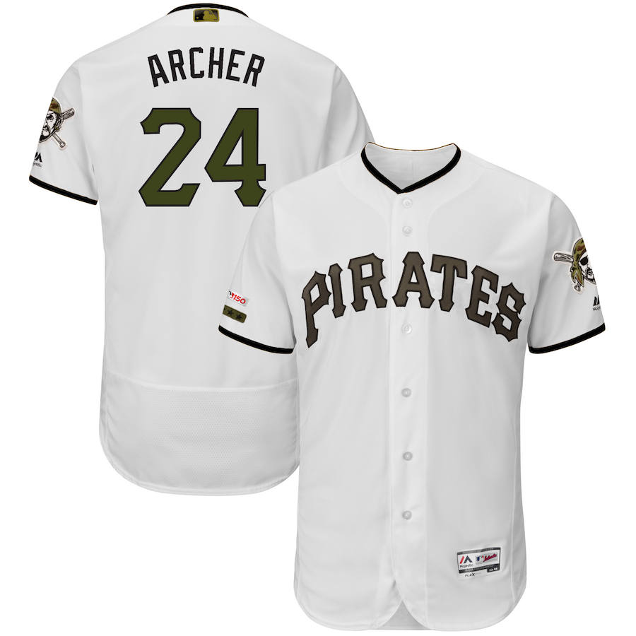 Pittsburgh Pirates #24 Chris Archer Majestic Alternate Authentic Collection Flex Base Player Jersey White Pittsburgh Pirates #24 Chris Archer Majestic Alternate Authentic Collection Flex Base Player Jersey White