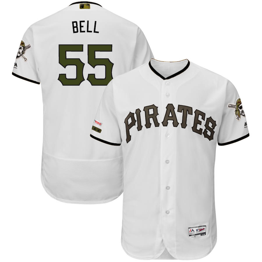 Pittsburgh Pirates #55 Josh Bell Majestic Alternate Authentic Collection Flex Base Player Jersey White Pittsburgh Pirates #55 Josh Bell Majestic Alternate Authentic Collection Flex Base Player Jersey White