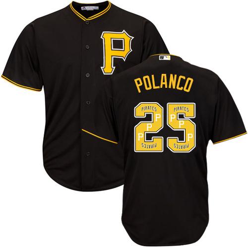 Pirates #25 Gregory Polanco Black Team Logo Fashion Stitched MLB Jersey Pirates #25 Gregory Polanco Black Team Logo Fashion Stitched MLB Jersey
