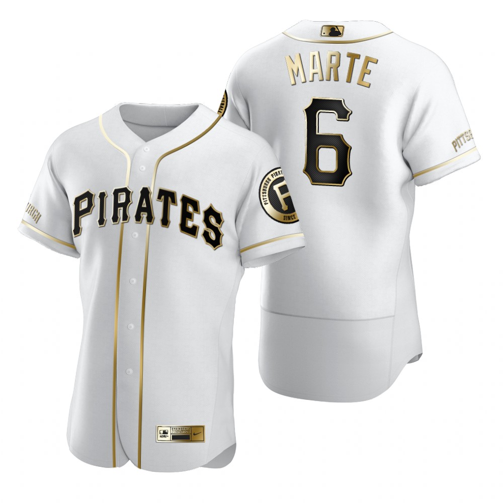Pittsburgh Pirates #6 Starling Marte White Nike Men's Authentic Golden Edition MLB Jersey Pittsburgh Pirates #6 Starling Marte White Nike Men's Authentic Golden Edition MLB Jersey