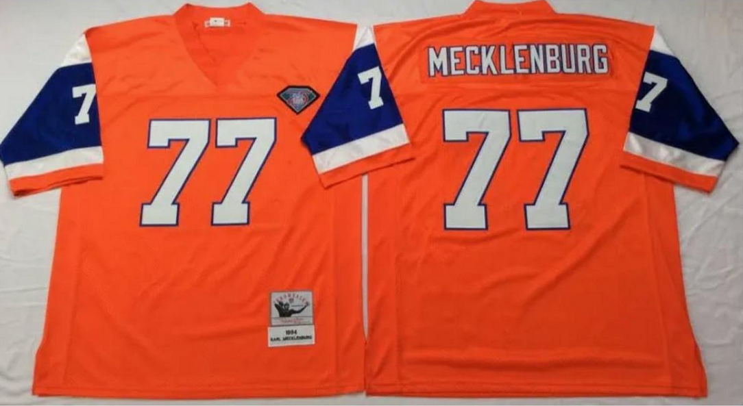Men's Denver Broncos #77 Karl Mecklenburg Orange Stitched Jersey Men's Denver Broncos #77 Karl Mecklenburg Orange Stitched Jersey