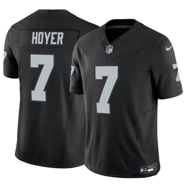 Men's Las Vegas Raiders #7 Brian Hoyer Black 2023 F.U.S.E Vapor Untouchable Stitched Football Jersey Men's Las Vegas Raiders #7 Brian Hoyer Black 2023 F.U.S.E Vapor Untouchable Stitched Football Jersey