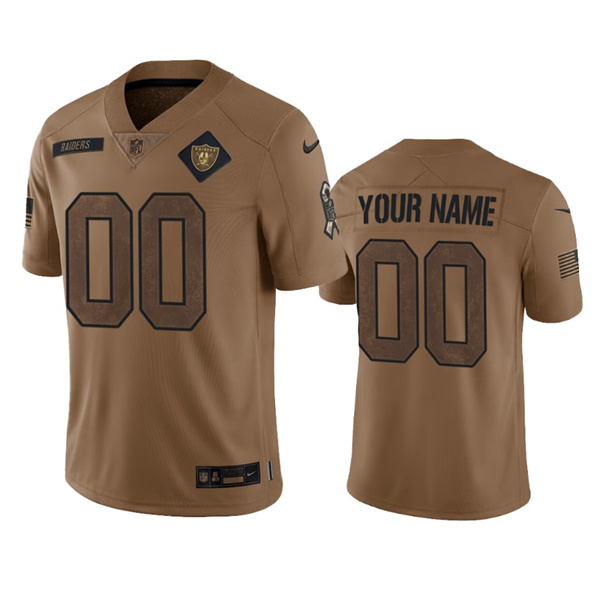 Men's Las Vegas Raiders Active Player Custom 2023 Brown Salute To Service Limited Stitched Football Jersey Men's Las Vegas Raiders Active Player Custom 2023 Brown Salute To Service Limited Stitched Football Jersey