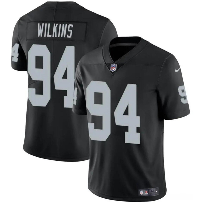 Men's Las Vegas Raiders #94 Christian Wilkins Black Vapor Stitched Football Jersey Men's Las Vegas Raiders #94 Christian Wilkins Black Vapor Stitched Football Jersey