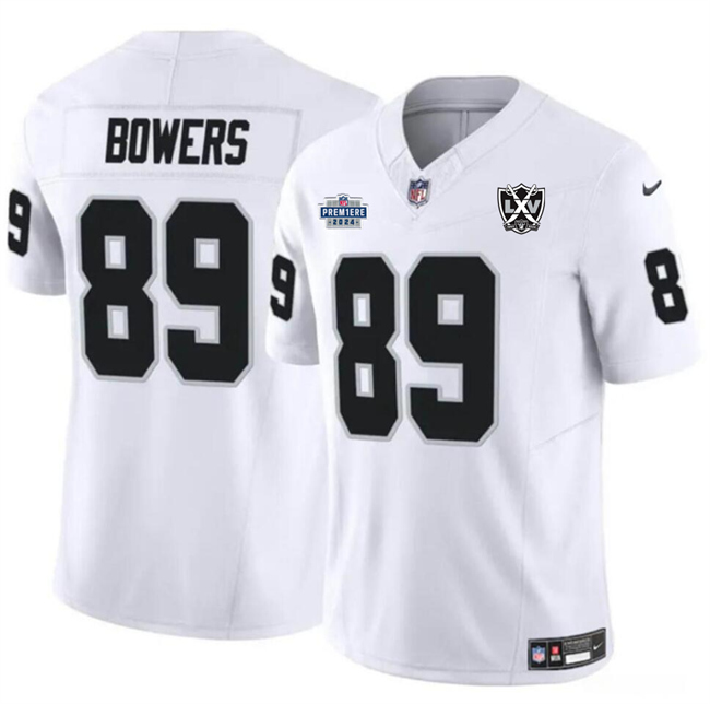 Men's Las Vegas Raiders #89 Brock Bowers White 2024 F.U.S.E 65th Anniversary Patch Vapor Stitched Football Jersey Men's Las Vegas Raiders #89 Brock Bowers White 2024 F.U.S.E 65th Anniversary Patch Vapor Stitched Football Jersey