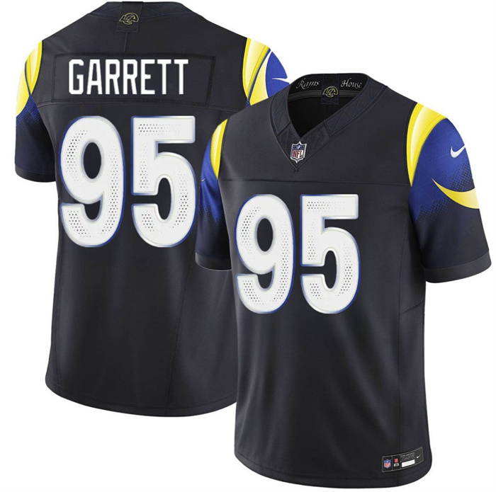 Men's Los Angeles Rams #95 Myles Garrett Black 2025 F.U.S.E. “Rivalries” Vapor Limited Stitched Football Jersey
