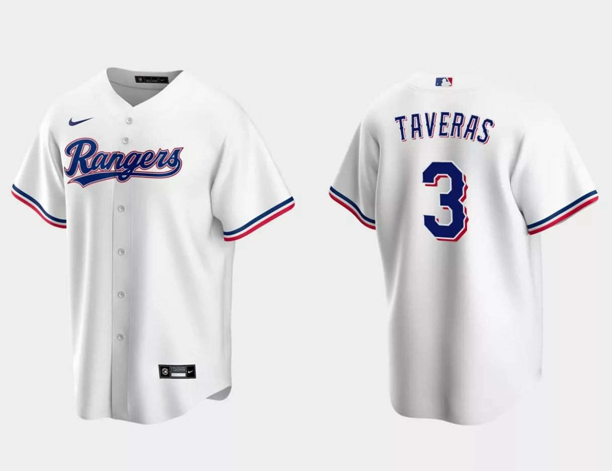Men's Texas Rangers #3 Leody Taveras White Cool Base Stitched Baseball Jersey Men's Texas Rangers #3 Leody Taveras White Cool Base Stitched Baseball Jersey