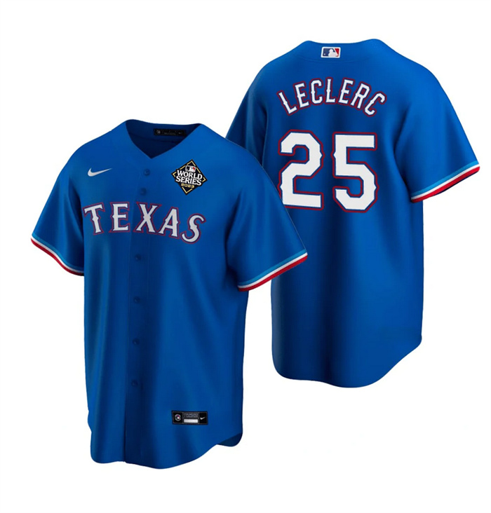 Men's Texas Rangers #25 José Leclerc Royal 2023 World Series Stitched Baseball Jersey Men's Texas Rangers #25 José Leclerc Royal 2023 World Series Stitched Baseball Jersey